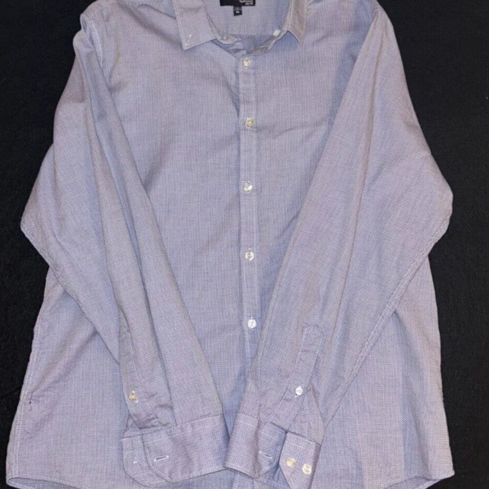 Murano Herringbone Slim Fit XL Mens Blue Dress Shirt Long Sleeve Button Down - Picture 5 of 5
